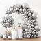129pcs Metallic Silver Balloon Kit - Latex Balloons in Different Sizes (18, 12, 10, 5 Inches) for Birthday Parties, Graduation, Baby Showers, Weddings, Holidays, and Easter Decorations